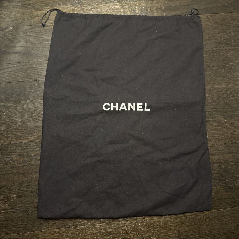 NEW AUTH CHANEL DRAWSTRING BLACK DUST BAG For HANDBAG PURSE 17" x 22”